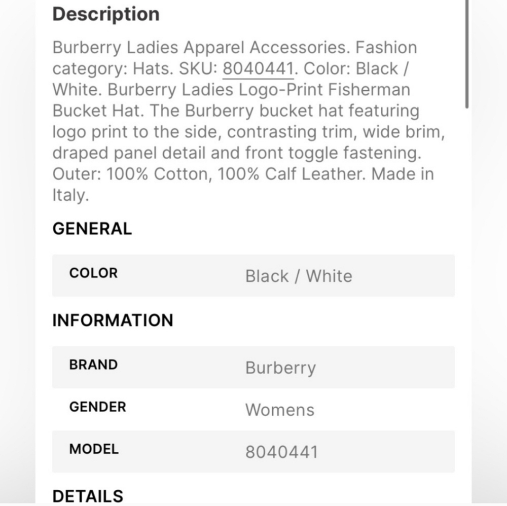 BURBERRY Ladies Logo-Print Fisherman Bucket Hat - Picture 4 of 4